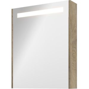Proline Premium spiegelkast met LED verlichting - met houten deur - Raw oak - 60x74cm