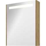 Proline Premium spiegelkast met LED verlichting - met houten deur - Ideal oak - 60x74cm