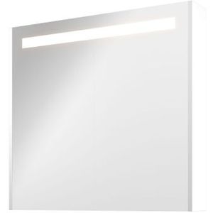 Proline Premium spiegelkast met LED verlichting - met 2 houten deur - Mat wit - 80x74cm
