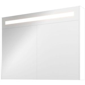 Proline Spiegelkast Premium met geintegreerde LED verlichting, 2 deuren 100x14x74cm Mat wit 1809455