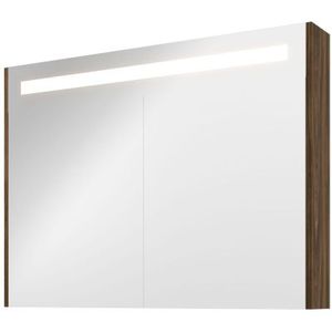 Proline Premium spiegelkast met LED verlichting - met 2 houten deur - Cabana oak - 100x74cm