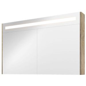Proline Premium spiegelkast met LED verlichting - met 2 houten deur - Raw oak - 120x74cm
