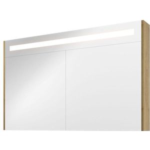 Proline Premium spiegelkast met LED verlichting - met 2 houten deur - Ideal oak - 120x74cm