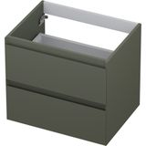 INK Wastafelonderkast - 60x45x52cm - 2 lades - greeploos - 45 graden afwerking rondom - MDF lak Mat beton groen 1240407