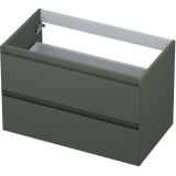 INK Wastafelonderkast - 80x45x52cm - 2 lades - greeploos - 45 graden afwerking rondom - MDF lak Mat beton groen 1240477
