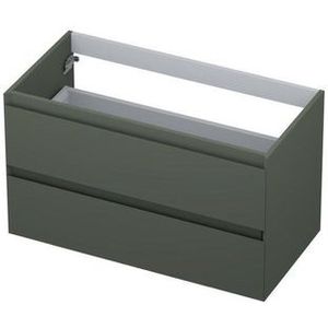 INK Wastafelonderkast - 90x45x52cm - 2 lades - greeploos - 45 graden afwerking rondom - MDF lak Mat beton groen 1240467