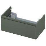 INK Wastafelonderkast - 80x45x35cm - 1 lade - greeploos - 45 graden afwerking rondom - MDF lak Mat beton groen 1240177