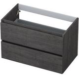 INK Wastafelonderkast - 80x45x52cm - 2 lades - greeploos - houten keerlijst - MFC Oergrijs 1257126