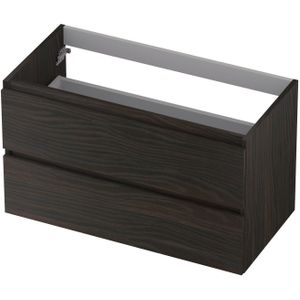 INK Wastafelonderkast - 90x45x52cm - 2 lades - greeploos - houten keerlijst - MFC Intens eiken 1257135