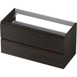 Ink Onderkast 2 laden greeploos met houten keerlijst - Intens eiken - 1000x450x520 mm (bxdxh)