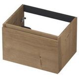 INK Fineer Wastafelonderkast - 60x45x40cm - 1 lade - greeploos - houten keerlijst - MDF Fineer Ash grey 1221202