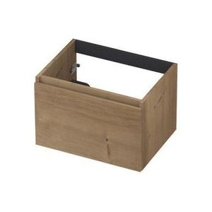 INK Fineer Wastafelonderkast - 60x45x40cm - 1 lade - greeploos - houten keerlijst - MDF Fineer Ash grey 1221202