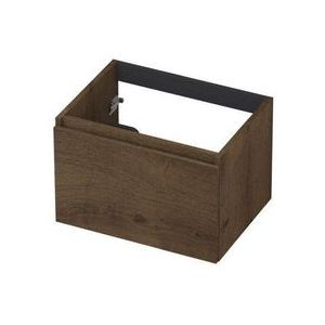 INK Fineer Wastafelonderkast - 60x45x40cm - 1 lade - greeploos - houten keerlijst - MDF Fineer Chocolate 1221203