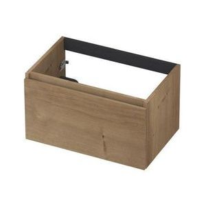 INK Fineer Wastafelonderkast - 70x45x40cm - 1 lade - greeploos - houten keerlijst - MDF Fineer Ash grey 1221212