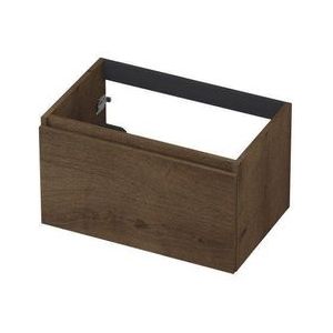 INK Fineer Wastafelonderkast - 70x45x40cm - 1 lade - greeploos - houten keerlijst - MDF Fineer Chocolate 1221213