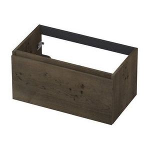 INK Fineer Wastafelonderkast - 80x45x40cm - 1 lade - greeploos - houten keerlijst - MDF Fineer Charcoal 1221224