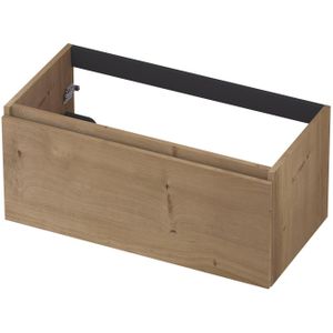 INK Fineer Wastafelonderkast - 90x45x40cm - 1 lade - greeploos - houten keerlijst - MDF Fineer Ash grey 1221232