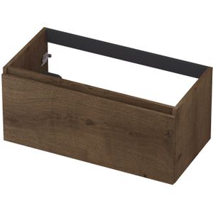 INK Fineer Wastafelonderkast - 90x45x40cm - 1 lade - greeploos - houten keerlijst - MDF Fineer Chocolate 1221233