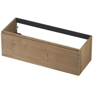 INK Fineer Wastafelonderkast - 120x45x40cm - 1 lade - greeploos - houten keerlijst - MDF Fineer Ash grey 1221252