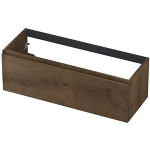 INK Fineer Wastafelonderkast - 120x45x40cm - 1 lade - greeploos - houten keerlijst - MDF Fineer Chocolate 1221253