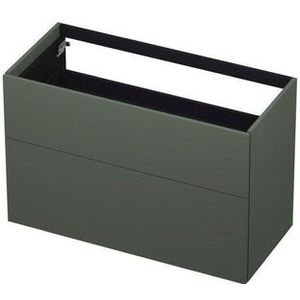 INK P2O Wastafelonderkast - 100x45x65cm - 2 lades - push 2 open - rechte opdekfronten MDF lak Mat beton groen 1259123