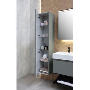 INK - Badkamerkast - 35x35x169cm - 1 Deur - Links en Rechtsdraaiend - Greeploos - MDF Lak Mat Beton Groen