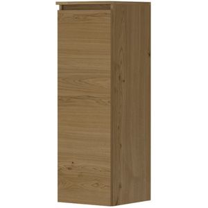 Ink Fineer Half Hoge Kast 1 Deur Uni Greeploos Fineer - Natur - 350x370x1060 Mm (bxdxh) - Badkamermeubels - Kolom- En Zijkasten - Hoge Kasten