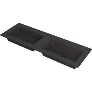 Ink Kraft Dubbele Meubelwastafel 140x45cm - Zonder Kraangat - Quartz Zwart - Rechthoekig - 8718835098032 - Wastafels - Meubelwastafels