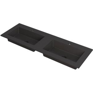 Teakea - Ink Kraft dubbele meubelwastafel 140x45cm - 2 kraangaten - Quartz zwart