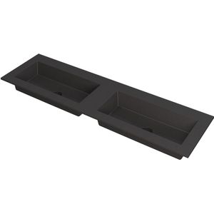 Teakea - Ink Kraft dubbele meubelwastafel 160x45cm - zonder kraangat - Quartz zwart