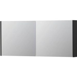 INK SPK1 Spiegelkast - 140x14x60cm - 2 deuren - dubbelzijdige Spiegel - schakelaar en stopcontact - MDF lak zwart mat 1110755
