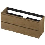 INK Fineer Wastafelonderkast - 120x40x52cm - 2 lades - greeploos - houten keerlijst - MDF Fineer Natur 1221730