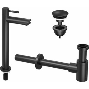 Fonteinkraanset INK Hoog Model Inclusief Waste en Design Sifon Mat Zwart