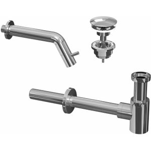 INK 3A Fonteinkraanset - wandFonteinkraan - always open - plug en designSifon - Chroom 9902420