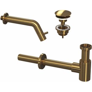 Fonteinkraanset INK Inbouw Ink Inclusief Waste en Design Sifon Brushed Mat Goud