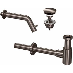 Fonteinkraanset ink inbouw ink inclusief waste en design sifon metal black