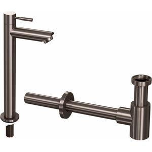 INK 2B Fonteinkraanset - staande Fonteinkraan - hoog - designSifon - Metal black 9902444