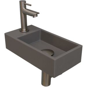 Ink Versus Fonteinpack - Links - Quartz Beton - Toebehoren Brushed Nickel - Rechthoekig - 8718835106119 - Wastafels - Fonteinen - Fonteinsets