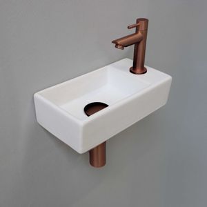 INK Versus Fonteinset - 36x18x9cm - wasbak links - porselein Mat wit/Mat rose goud 1805314