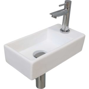 INK Versus Fonteinset - 36x18x9cm - wasbak links - porselein Mat wit/chroom 1805311