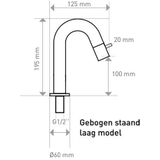 INK 4A Fonteinkraanset - staande Fonteinkraan - laag gebogen - always open - plug en designSifon - zwart mat 9902461