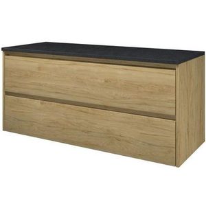 Proline Top badkamermeubelset - 120x46x54cm - wastafelblad - hardsteen symmetrisch - MFC Ideal oak/Blue stone 1817942