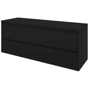 Proline Top badkamermeubelset - 140x46x55.2cm - wastafelblad - symmetrisch - MDF lak zwart mat