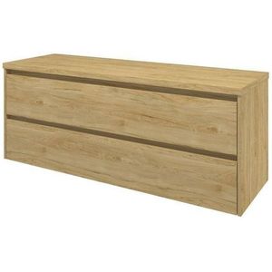 Proline Top badkamermeubelset - 140x46x55.2cm - wastafelblad - symmetrisch - MFC Ideal oak 1817822