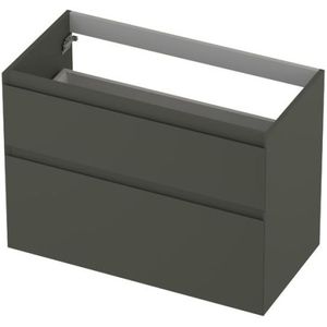 Ink onderkast - houten keerlijst - 2 laden a-symmetrisch - Mat beton groen - 90x45cm