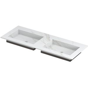 Ink Post Wastafel Keramische Slab Envelop Bak Dubbel Zonder Kraangaten - Calacatta Mat - 1200x450x10 Mm (bxdxh) - Rechthoekig - 8718835129132