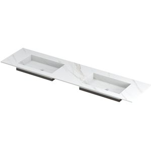 Ink Post Wastafel Keramische Slab Envelop Bak Dubbel Zonder Kraangaten - Calacatta Mat - 1800x450x10 Mm (bxdxh) - Rechthoekig - 8718835129378
