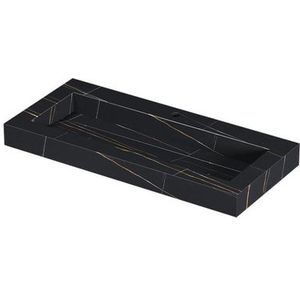 INK Pitch wastafel - 100x45x9cm - 1 wasbak - 1 kraangat - drain keramiek Lauren black mat 0210352