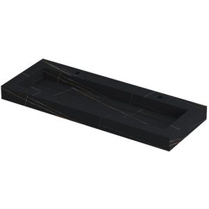 Teakea - Ink Pitch meubelwastafel 120x45cm keramische slab - zonder kraangaten - Lauren black