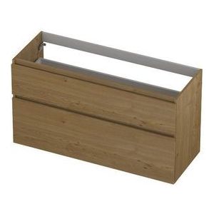 INK Fineer 45 Wastafelonderkast - 120x45x65cm - 2 lades - greeploos - houten keerlijst - a symmetrisch - MDF Fineer Natur 1221850